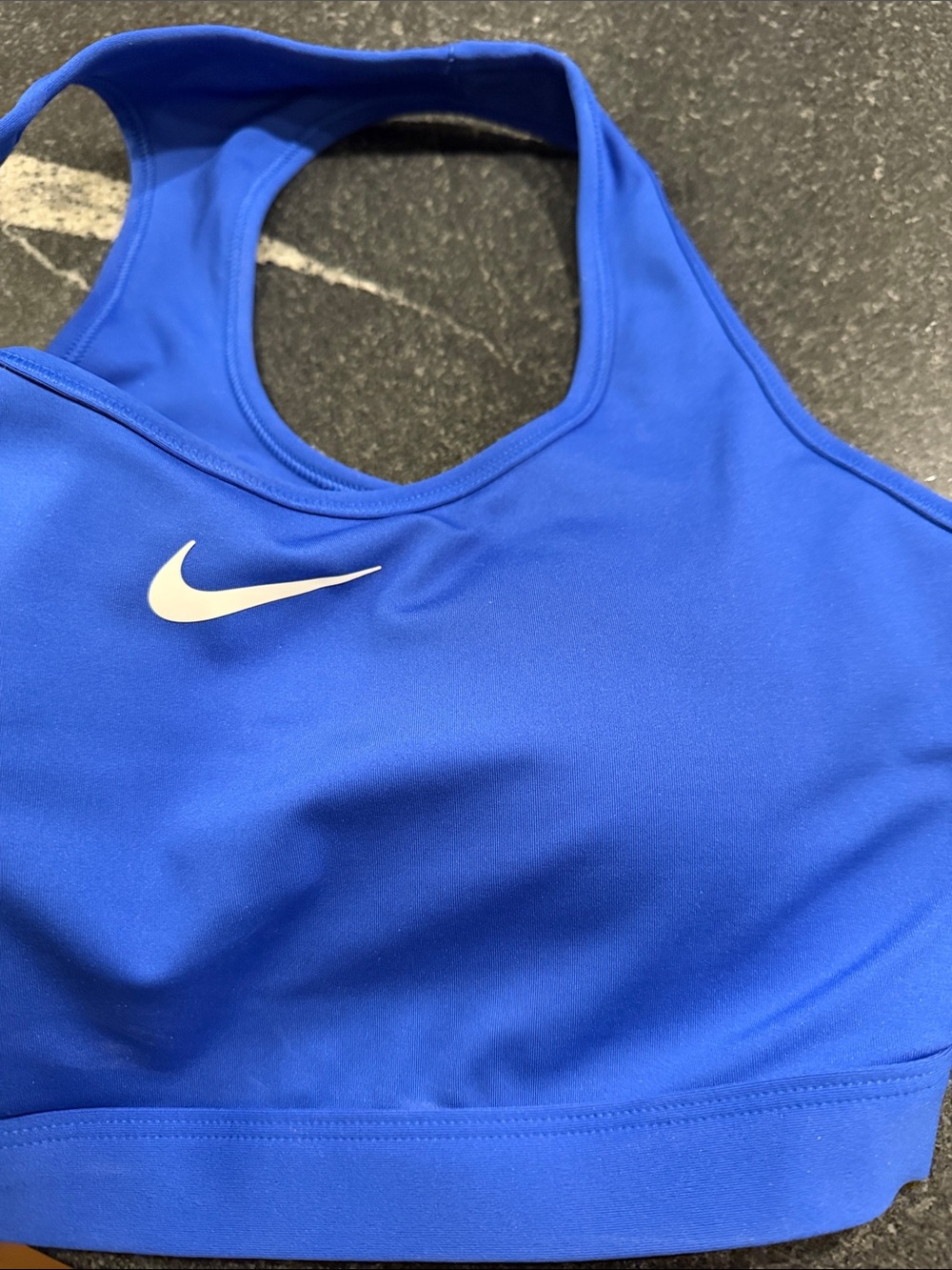 Nike Royal Blue Racerback Training Sports Bra with White Swoosh